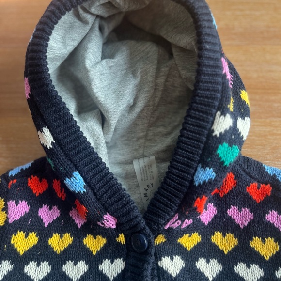 Primary Baby Rainbow Hearts cardigan Baby 6-12 months cotton with hood - Picture 4 of 7